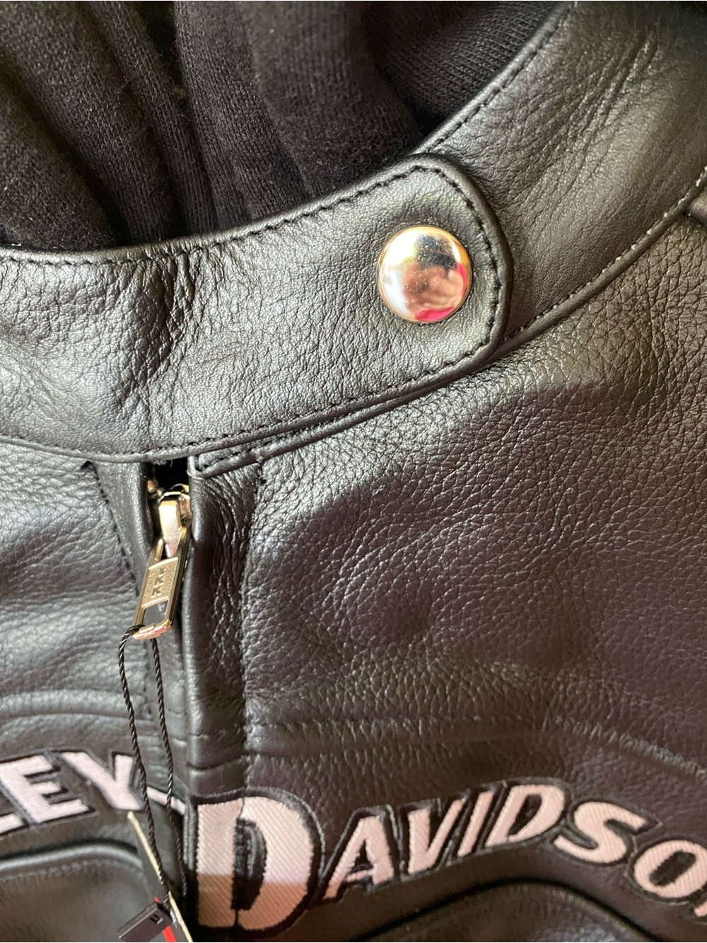 NWT 3A Harley-Davidson Patch Women’s Black Leather Jacket with Detachable Hood - Picture 2 of 12